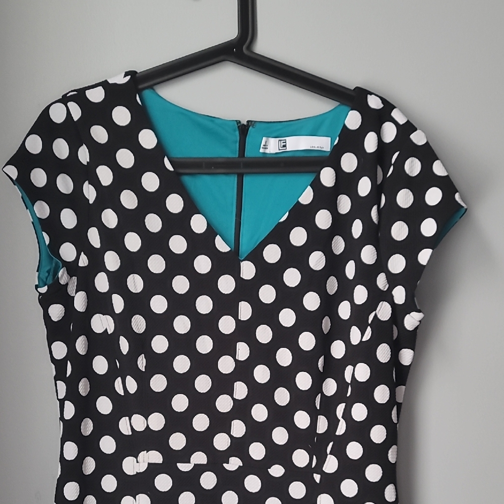 Leslie Fay Teal and Black Dress